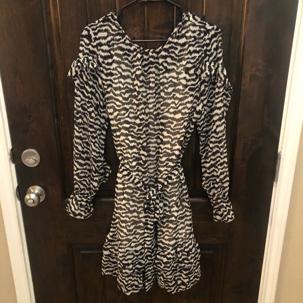 Printed black and tan dress